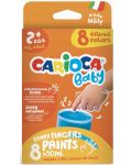 Бои за рисуване с пръсти Carioca Baby - 8 цвята, 50ml  - 1t